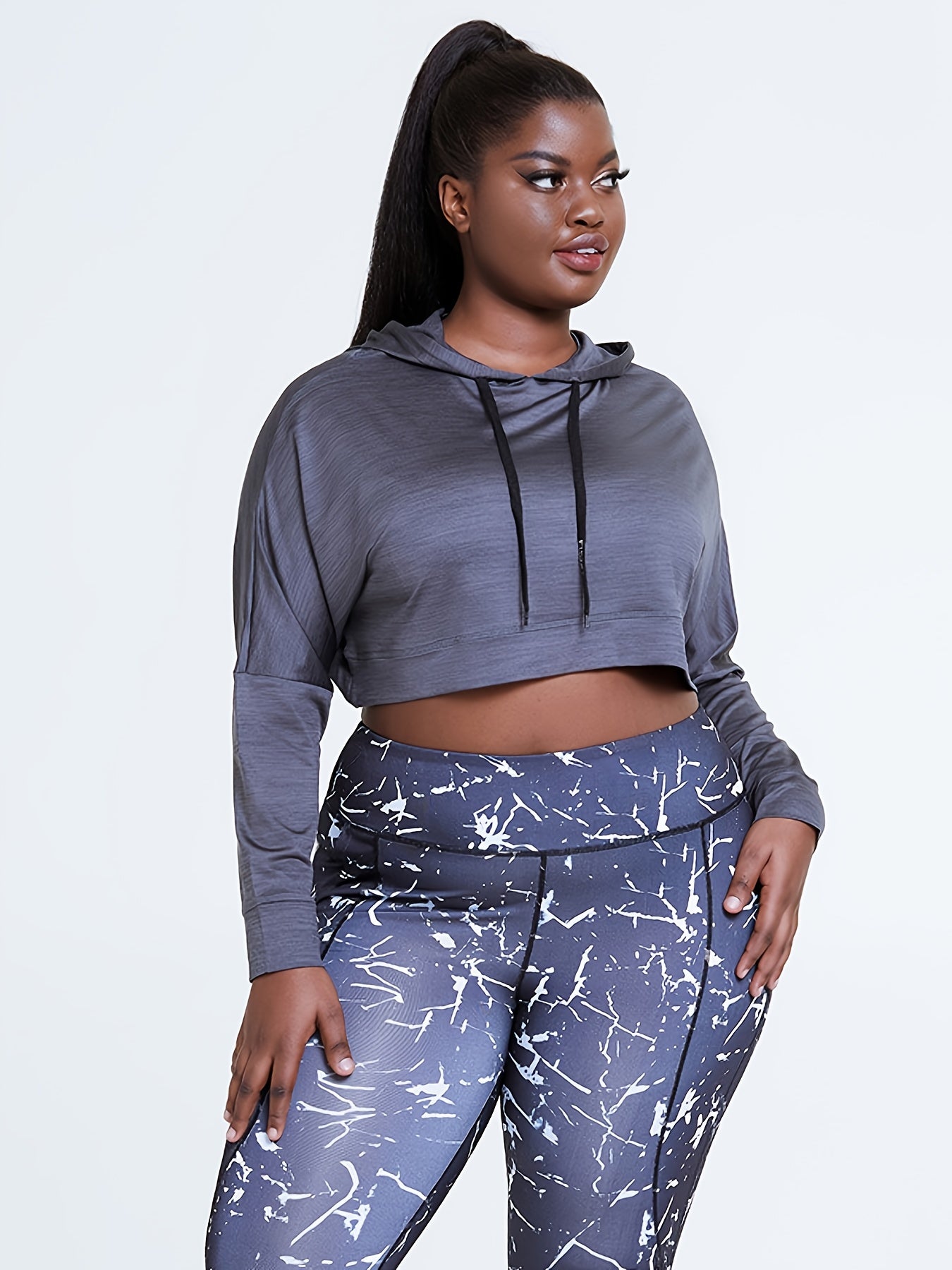 Quick Dry Long Sleeve Hoodie Crop Sports Top
