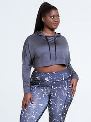 Quick Dry Long Sleeve Hoodie Crop Sports Top