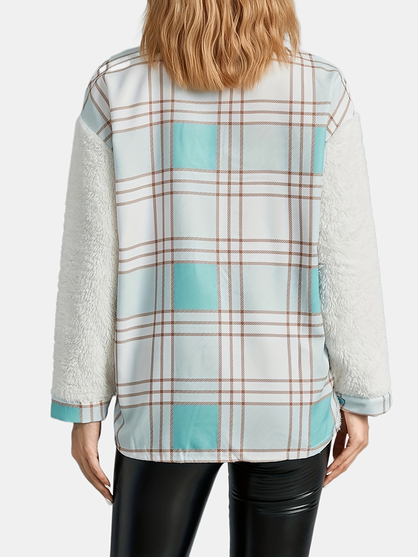 Plaid Print Button Front Jacket Long Sleeve Casual Jacket