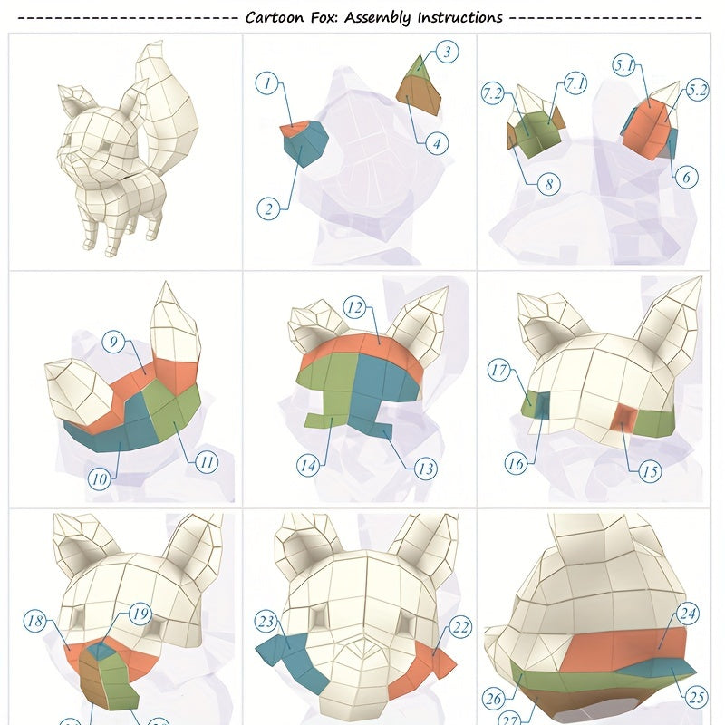 Fox 3D Paper Puzzle Home Decor Low Poly Animal Papercraft Art Gift
