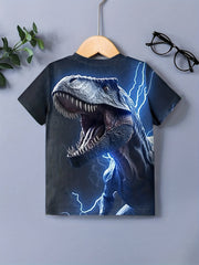 Kids Dinosaur Print Casual T shirt Boys & Girls Street Wear