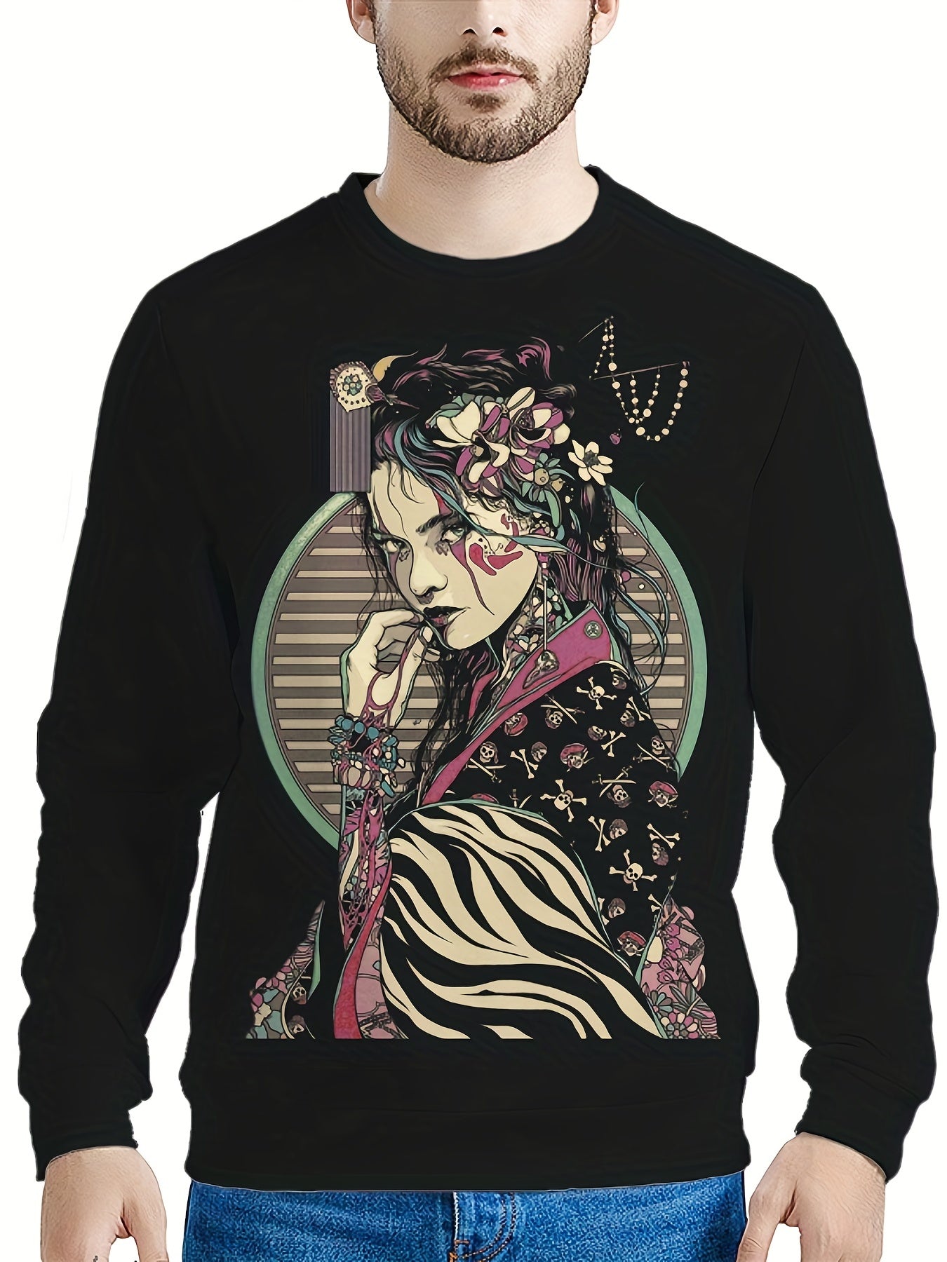 Men's Beauty Print Hoodie Novelty Casual Sweatshirt for Outdoor