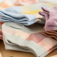 5 Pairs Colorblock Plaid Socks - Soft & Lightweight Low Cut Ankle Socks