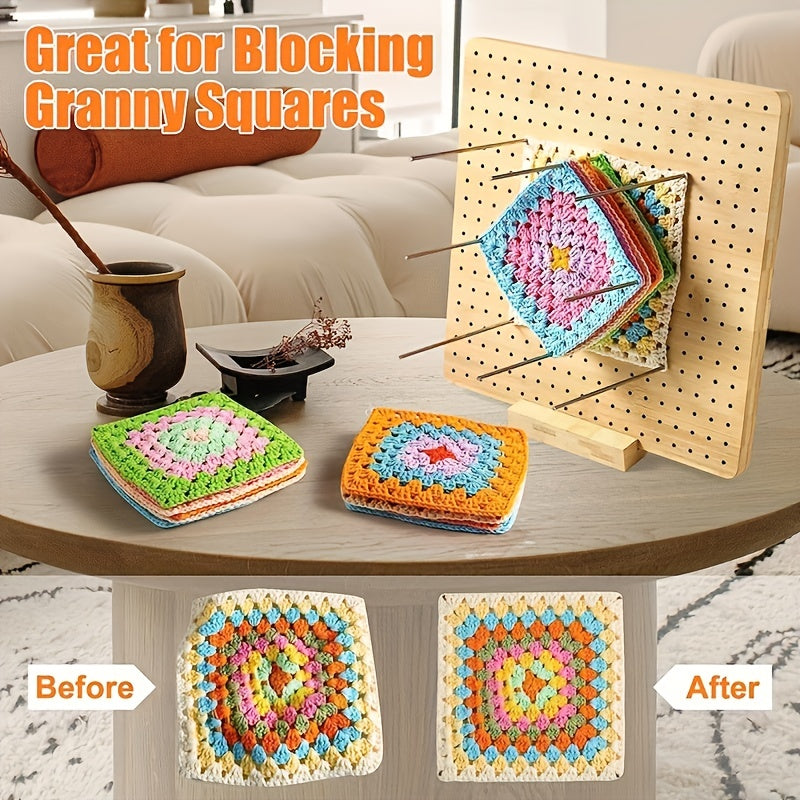 20 Steel Rod Crochet Blocking Board Set with Stand