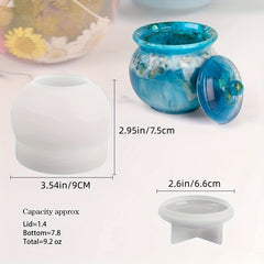 Silicone Jar Resin Molds with Lid - DIY Jewelry Storage Box Epoxy Molds