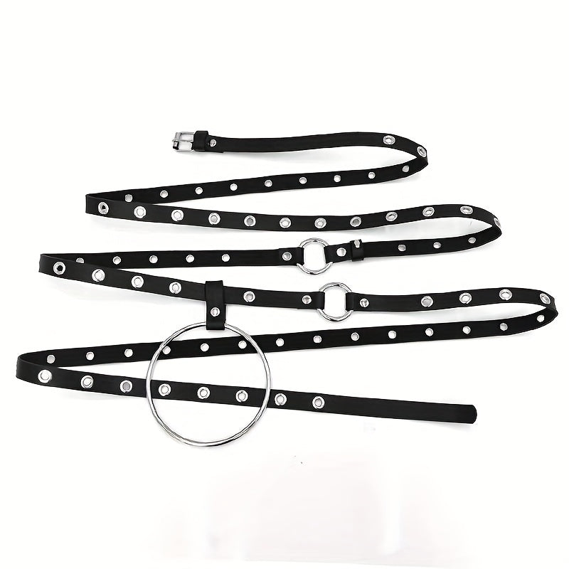 Punk Ring Linked Body Harness Waist Belt Adjustable