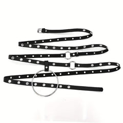 Punk Ring Linked Body Harness Waist Belt Adjustable