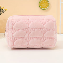 Pink Cloud Embossed Makeup Bag Travel Toiletry Organizer for Women