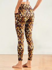 Leopard Print Yoga Pants High Elastic Leggings With Pocket