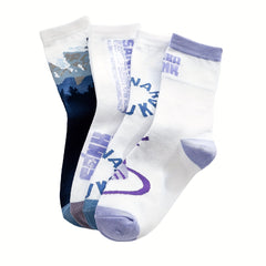 4 Pairs Letter Print Socks Comfy Sports Crew Women's Stockings