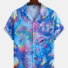 Men's Casual Loose Lapel Button Short Sleeves Shirts