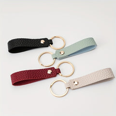 Pebbled Leather Bag Key Chain Keyring for Men