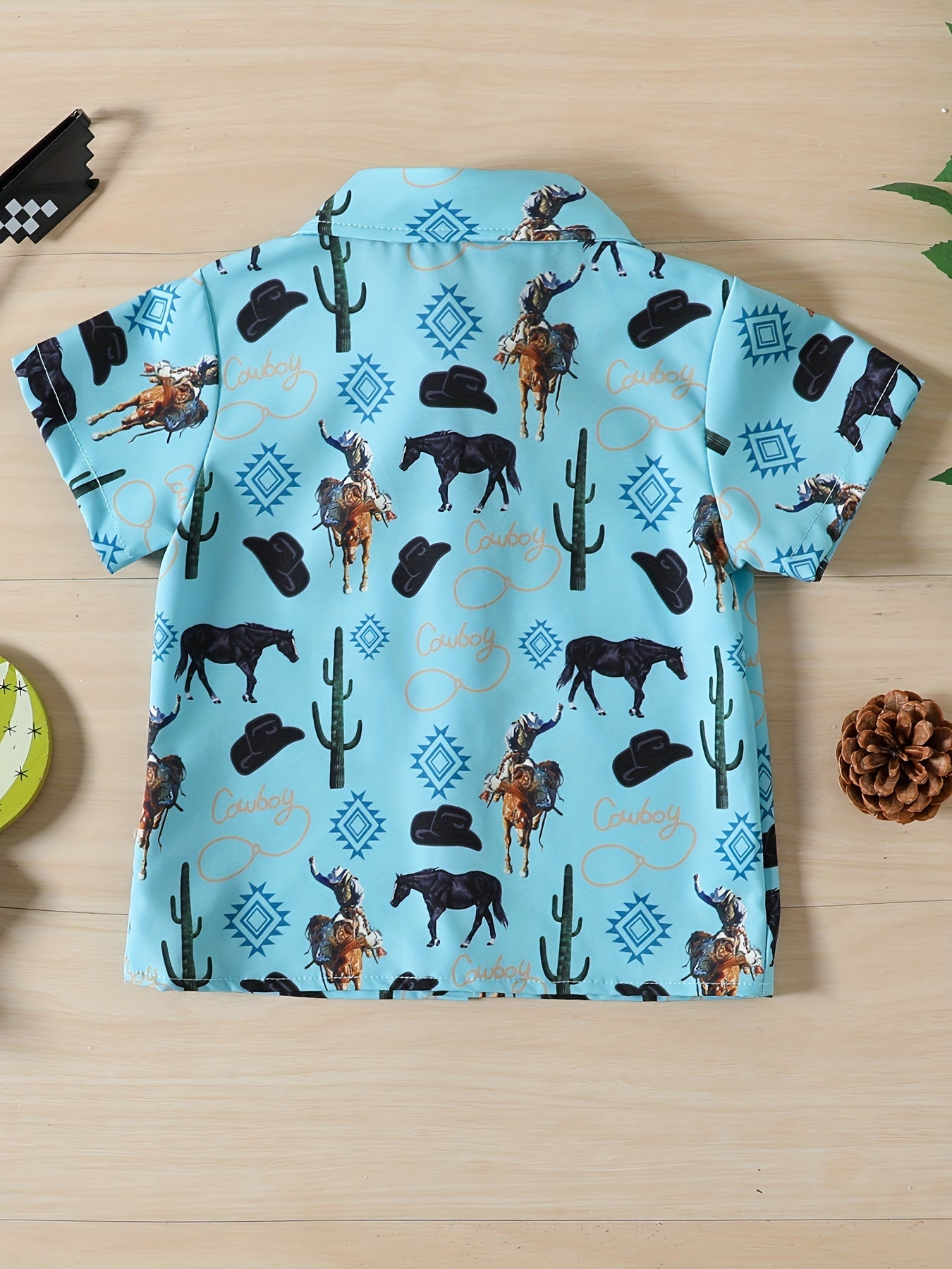 Boys Cowboy Bull Cactus Shirt Summer Kids Clothes