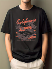 Men's Cartoon Hip Pop Print Tee Active Crew Neck Moisture Wicking T-shirt