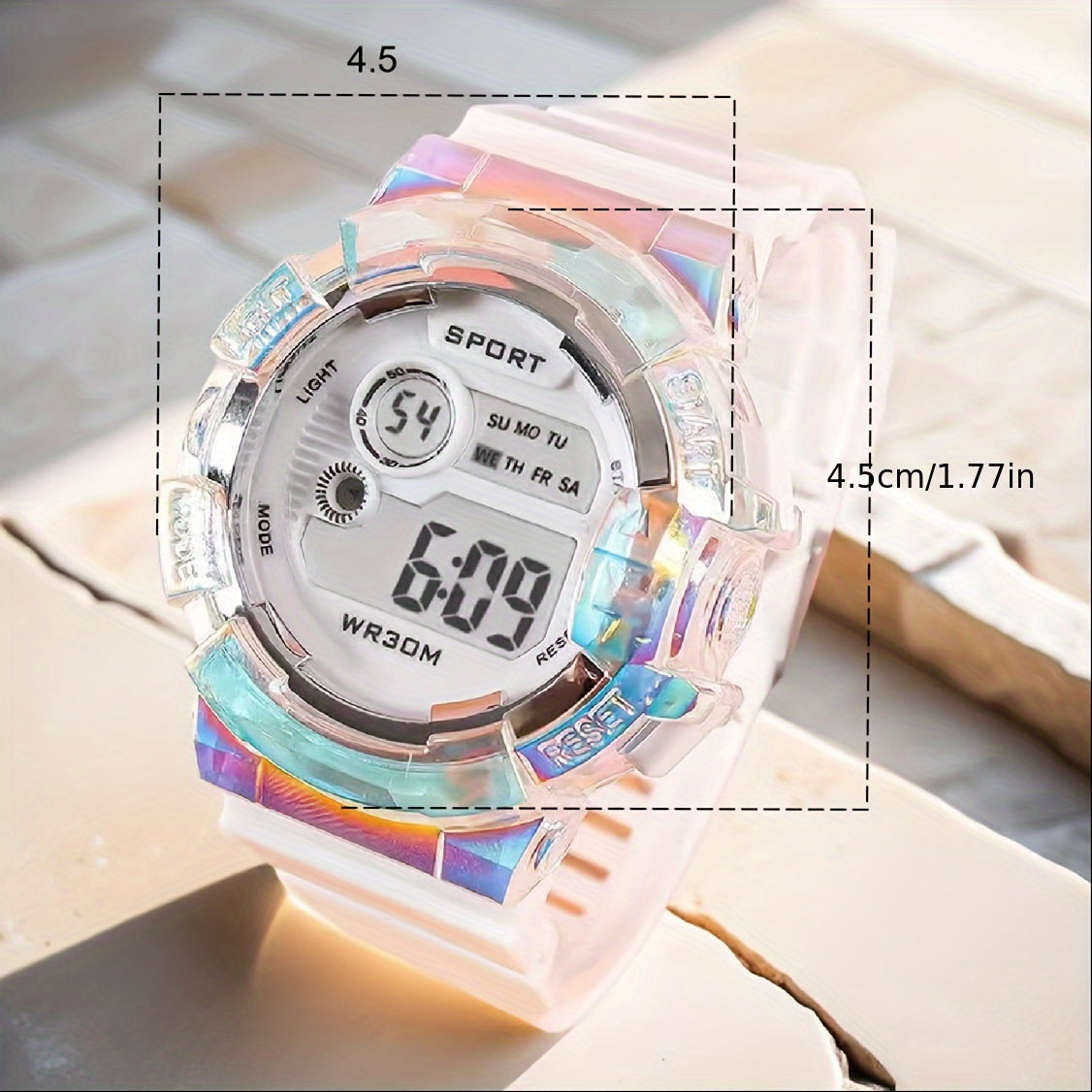 Unisex Sports Watch Glow Dark Date Alarm Durable Rubber Strap Multifunctional
