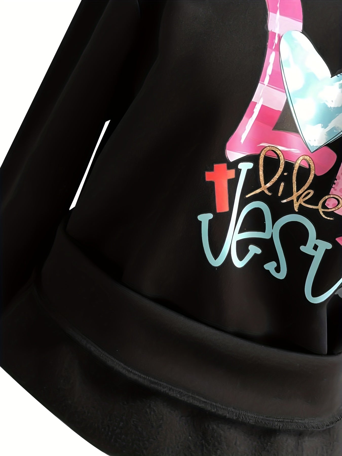 LOVE Letter Graphic Fleece Sweatshirt Round Neck Pullover Tops