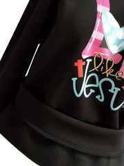 LOVE Letter Graphic Fleece Sweatshirt Round Neck Pullover Tops