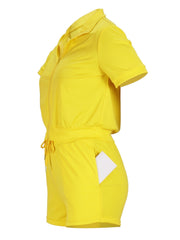 2pcs Casual Sports Suits Short Sleeve Shirts & Shorts Women's Activewear