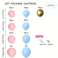 163pcs Macaron Pink Birthday Party Backdrop Baby Shower Wedding Decoration