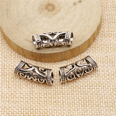 10pcs Silvery Large Hole Hollow Curved Tube Beads for DIY Bracelet Necklace