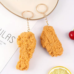 Fried Chicken Keychain Cartoon Key Ring for Adults