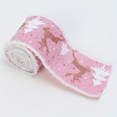 2m Christmas Snow Velvet Edge Ribbon Tree Decoration DIY Linen Ribbon