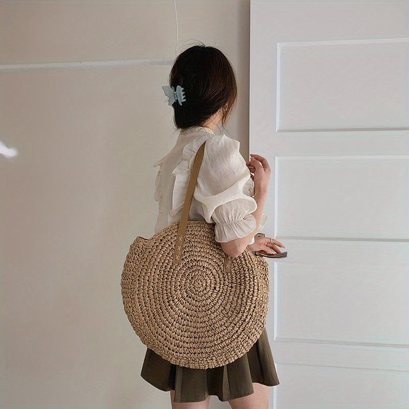 Summer Straw Shoulder Bag Minimalist Woven Storage Handbag