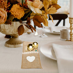 10pcs Burlap Lace Utensil Holders for Vintage Wedding