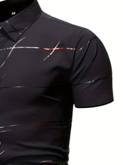 Men's Solid Lapel Short Sleeve Summer Shirt - Button Up Casual Business Formal