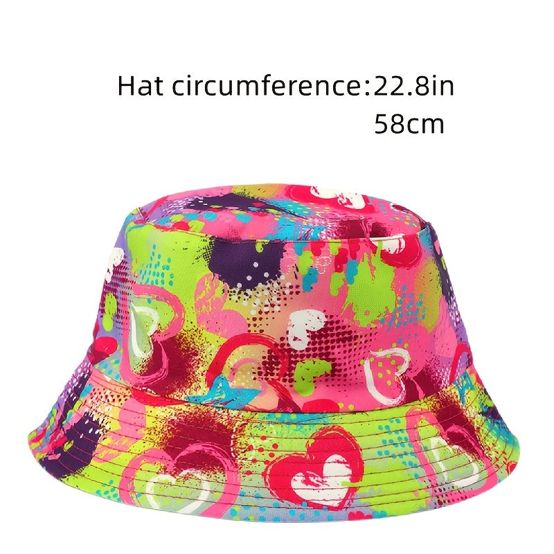 Pink Print Bucket Hat Y2K Lightweight Sunshade Fisherman Cap