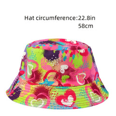 Pink Print Bucket Hat Y2K Lightweight Sunshade Fisherman Cap