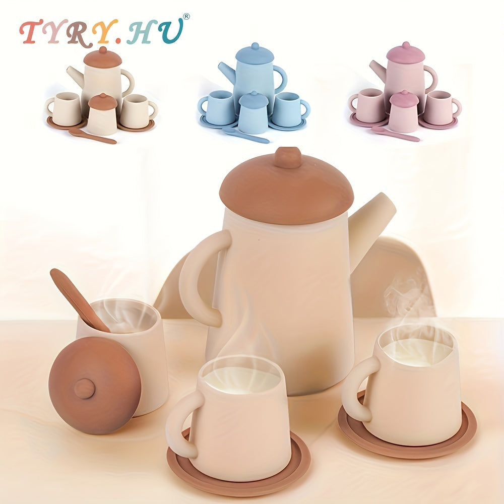 TYRY HU Silicone Tea Party Set for Little Girls Kids Toddlers Tea Set