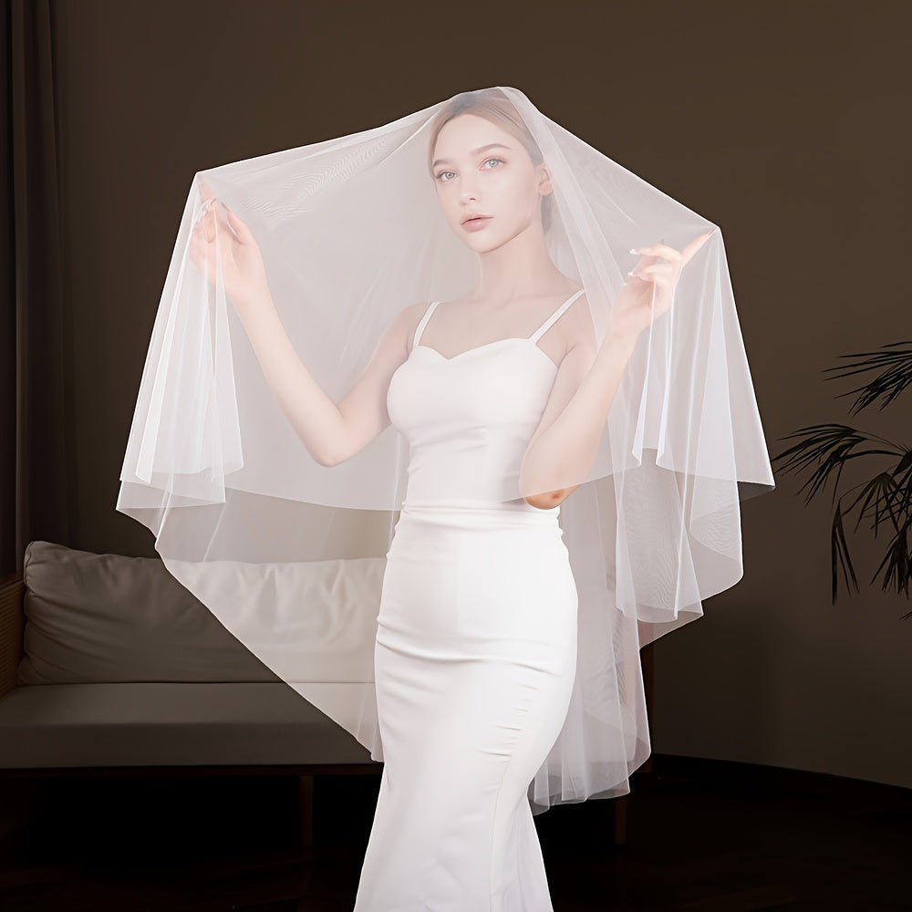 Double Layer Bride Wedding Veil Long Tailed Bride Accessories