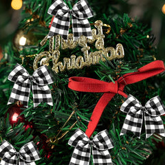 5pcs Christmas Plaid Decorative Bow Gift Decoration Dovetail Bow