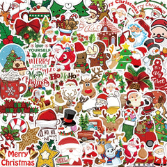 50 Cartoon Christmas Dress Up Stickers Self adhesive Santa Claus Elk Waterproof