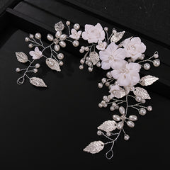 Pearl Bridal Headpiece Flower Bride Wedding Hair Vine