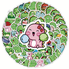 100pcs Green Dino Stickers - Waterproof DIY for Guitar, Phone