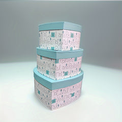 Heart Shape Gift Wrapping Box Set, Small Medium Large Sizes