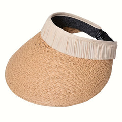 Solid Straw Visor Hat UV Protection Casual Sun Hat