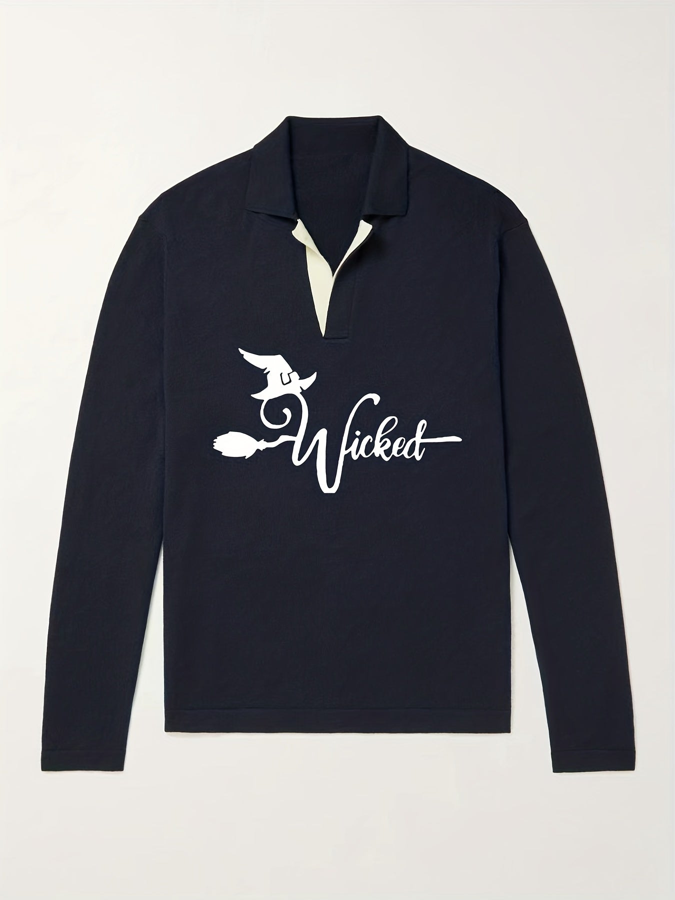 Men's Witch Pattern Knit Polo Shirt