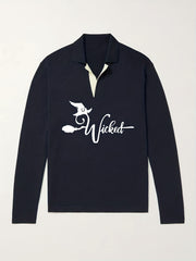 Men's Witch Pattern Knit Polo Shirt