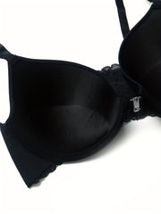 Lace Plunge Bra Front Buckle Push Up Lingerie