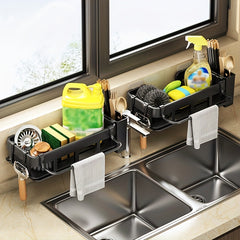 Sink Sponge Holder with Dish Brush and Cloth Hanger