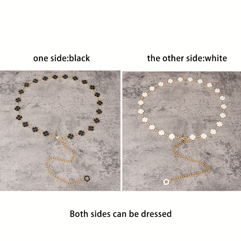 Lucky Clover Golden Waist Chain & Reversible Belly Chain