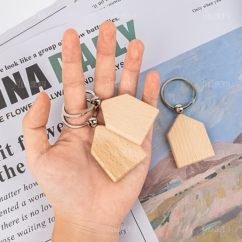 DIY Wooden Keychain Beech Wooden Keychain House Shape Pendant