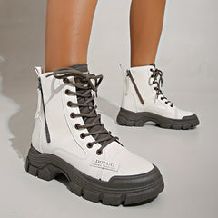 Women's Retro Thick Bottom Boots Lace Up Comfortable Shoes