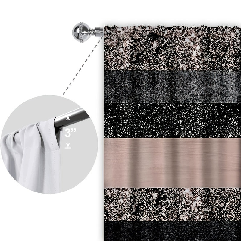 2pcs Bright Printed Curtains Rod Pocket Top Window Drapes