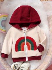 Baby Girl Hooded Rainbow Plush Jacket