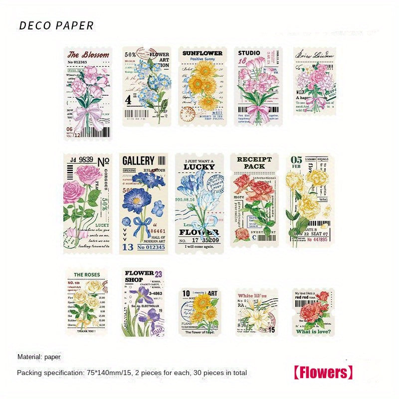 30pcs Vintage DIY Stickers Frame Notebooks Collage Decor