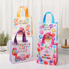 12 Pcs Happy Birthday Non-woven Bags - Kids Treat Bags - Waterproof Gift Bags